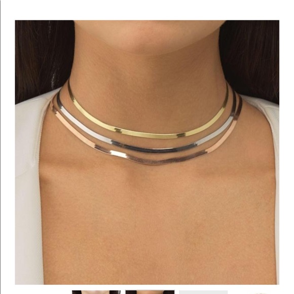 Gold Herringbone Choker from Adinas Jewels - Picture 3 of 6